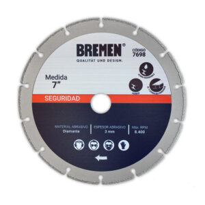 Disco Diamantado  para Metales 7”/Cod.7698 BREMEN