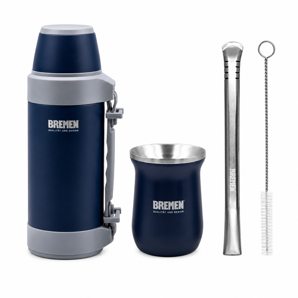 Pack Obra / Termo de Acero Inoxidable de 1.2 L - Cod.7133 + Mate Acero Inoxidable - Cod.7743 +Bombilla y Cepillo Limpiador- Cod.7744.