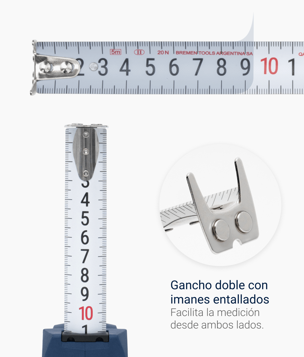 CINTA METRICA AUTO-FRENANTE DOBLE LECTURA 8mx25mm BREMEN® Cod 8295 - Image 3