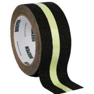 CINTA ADHESIVA ANTIDESLIZANTE FOTOLUMINISCENTE 50mmX5m BREMEN® [Negra] x 6 Unidades Cod 8839