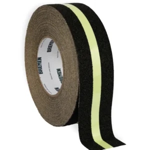 CINTA ADHESIVA ANTIDESLIZANTE FOTOLUMINISCENTE 50 mm x 18 m BREMEN® Negra – Cód. 8840