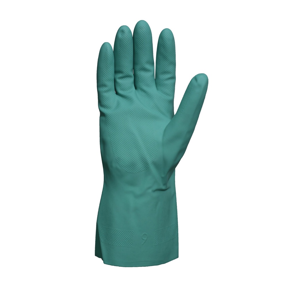 Guante. de Acrilo Nitrilo Verde Flocado Largo T8 Total 33 cm Cod DPS41483